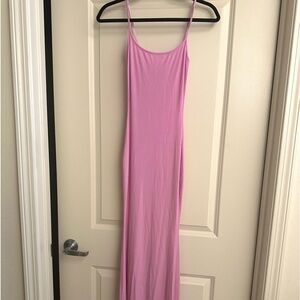 Women's Pink Soft Lounge Rib Long Slip Dress